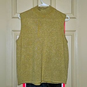 #045 Vintage - Casual Corner- Gold sparkly sleeveless tank top- Size: XL